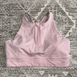 Lululemon Pink High Energy High Neck Sports Bra size 12 half zip